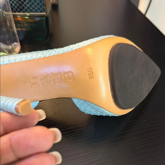 L.A.M.B. Women's Aqua Textured Heels - Picture 3 of 6